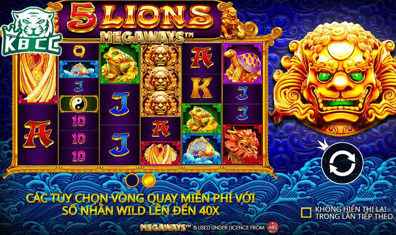 Nổ hũ 5 Lions Megaways cho phép bạn quay các cuộn với nhiều cách thắng khác nhau